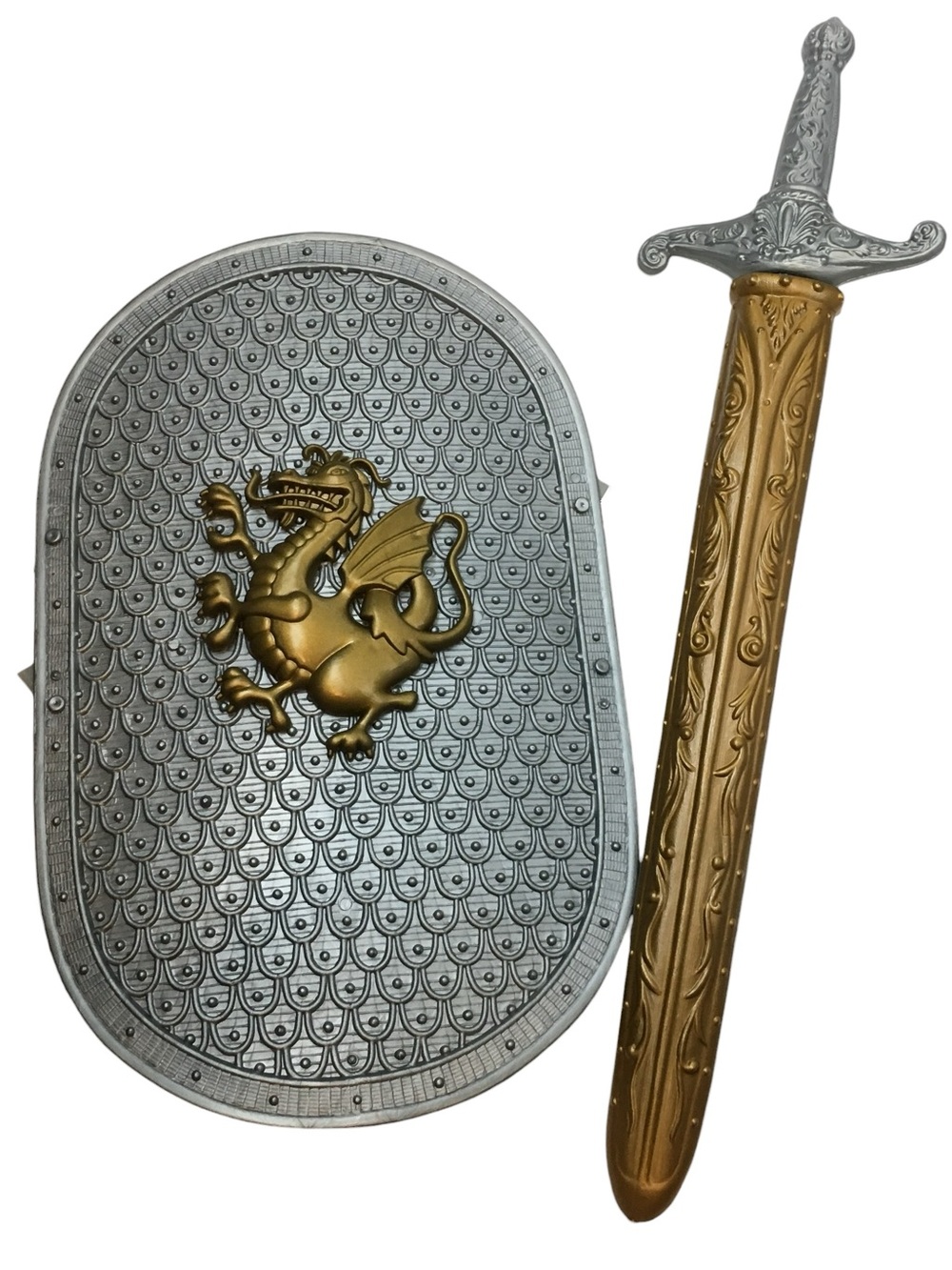VINTAGE 2005 Roman Gladiator Costume Plastic Shield Sword with Scabbard Dragon